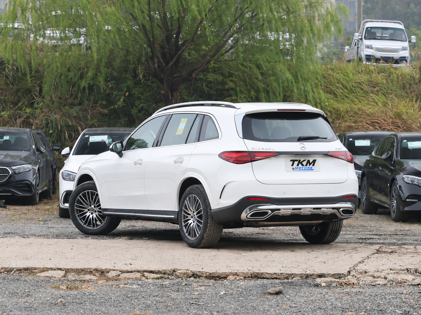 White Mercedes-Benz GLC rear three-quarter view